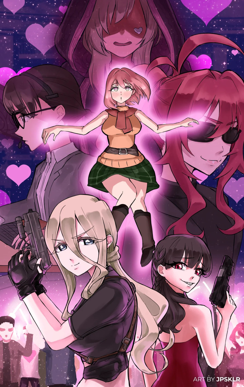 ahko black_hair blonde_hair chiyo_iin cosplay femsub glasses hakari_hanazono heart heart_eyes jpsklr kiss_zombie kusuri_yakuzen long_hair miss_naddy pink_hair red_hair resident_evil rin_baio short_hair the_100_girlfriends_who_really,_really,_really,_really,_really_love_you