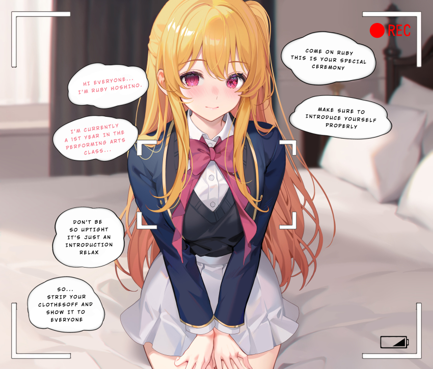 blonde_hair dialogue long_hair machi oshi_no_ko ruby_hoshino text unusual_pupils