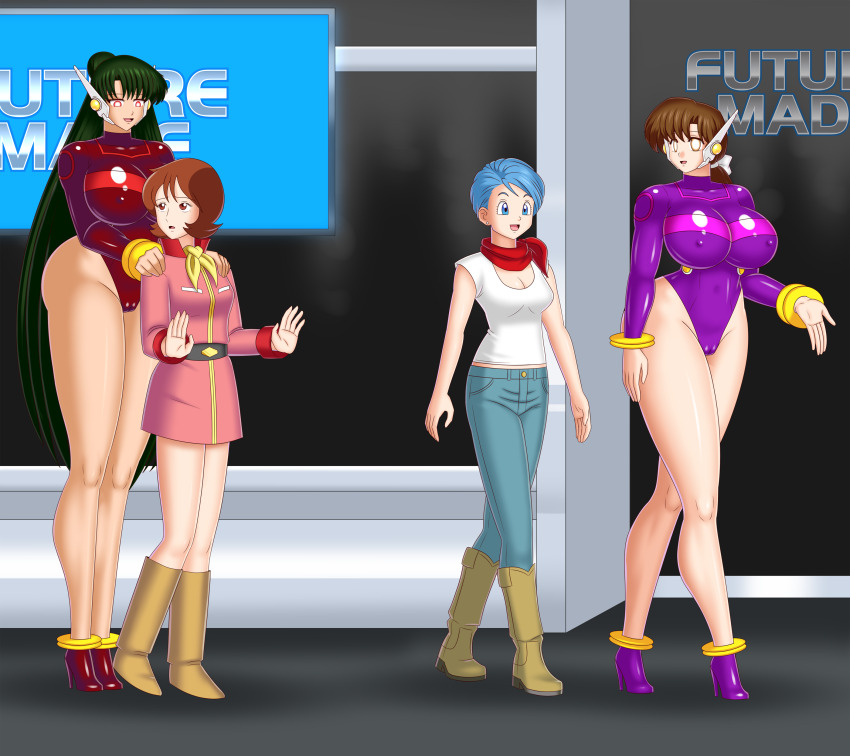 belt blue_eyes blue_hair bluebullpen bodysuit boots bow brown_eyes brown_hair bulma_briefs cameltoe cleavage crossover dragon_ball dragon_ball_super erect_nipples fembot femdom femsub fraw_bow glowing_eyes green_hair gundam_(series) hair_ribbon happy_trance high_heels huge_ass huge_breasts kasumi_tendo leotard long_hair milf military_uniform mobile_suit_gundam_(original) neckerchief ponytail ranma_1/2 red_eyes robotic_trance sailor_moon_(series) sailor_pluto short_hair single_hair_bun skirt smile story unaware