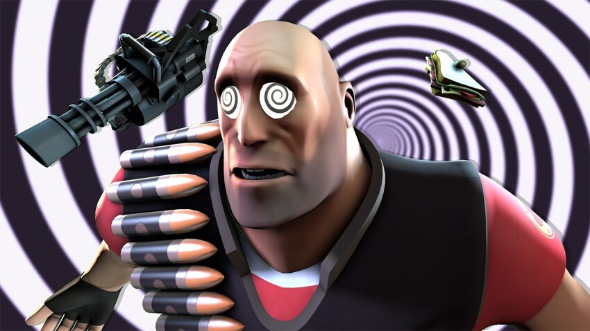 3d bald expressionless gloves gun lunaasfm male_only malesub manip misha_(team_fortress_2) open_mouth source_filmmaker spiral_eyes symbol_in_eyes team_fortress_2