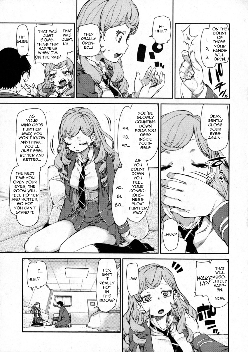 akitsuki_itsuki comic consensual femsub glasses greyscale maledom school_uniform surprised text unaware