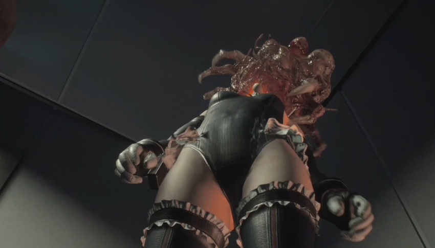 3d boots bow_tie breasts corruption dead_or_alive dead_source female_only femsub gloves leotard marie_rose miniskirt nemesis_alpha nightmare_fuel opera_gloves parasite rermodv resident_evil resident_evil_3_remake screenshot skirt small_breasts solo standing thighhighs video_game virus vore zombie_walk