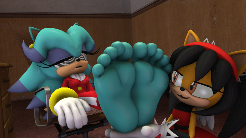 breezie_the_hedgehog dazed feet female_only femdom femsub foot_focus furry gloomykhlaris honey_the_cat sonic_the_hedgehog_(series)