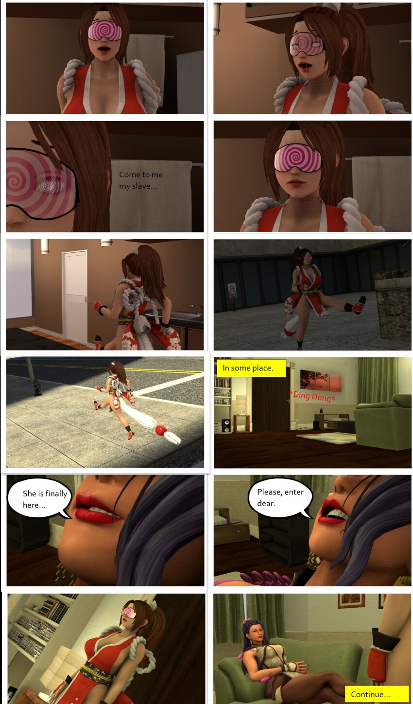 3d brown_hair comic drool expressionless fatal_fury female_only femdom femsub king_of_fighters luong mai_shiranui ponytail purple_hair robotic_trance source_filmmaker spiral spiral_eyes tagme tech_control visor whateverdude19