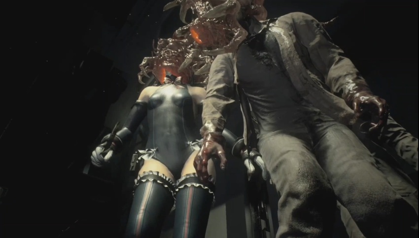 3d bare_shoulders bow bow_tie corruption dead_or_alive dead_source femsub gloves knife leotard marie_rose nemesis_alpha opera_gloves parasite rermodv resident_evil resident_evil_3_remake screenshot skirt small_breasts standing thighhighs video_game virus vore weapon zombie zombie_walk