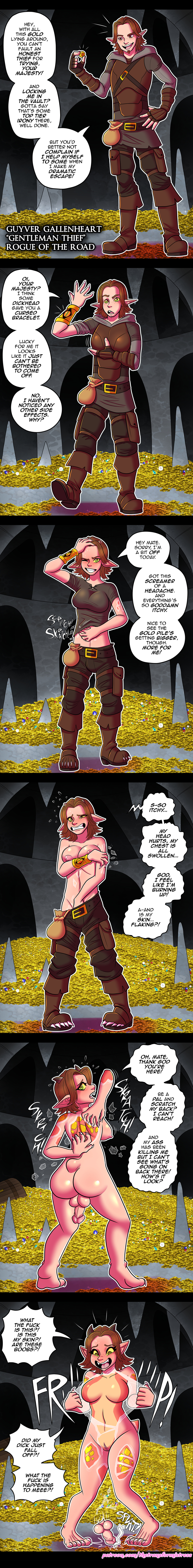 before_and_after bottomless comic dialogue femsub gold horns kobold_girl malesub nightmare_fuel nude penis scales sequence text thetransformistress topless transformation transgender