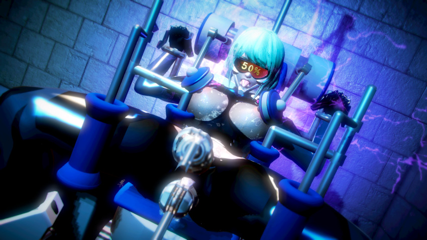 3d ahegao bodysuit breasts chair dildo electricity female_only femsub green_hair honey_select_2 open_clothes progress_indicator restrained short_hair sitri@f solo spread_legs sweat tech_control tongue tongue_out vaginal visor