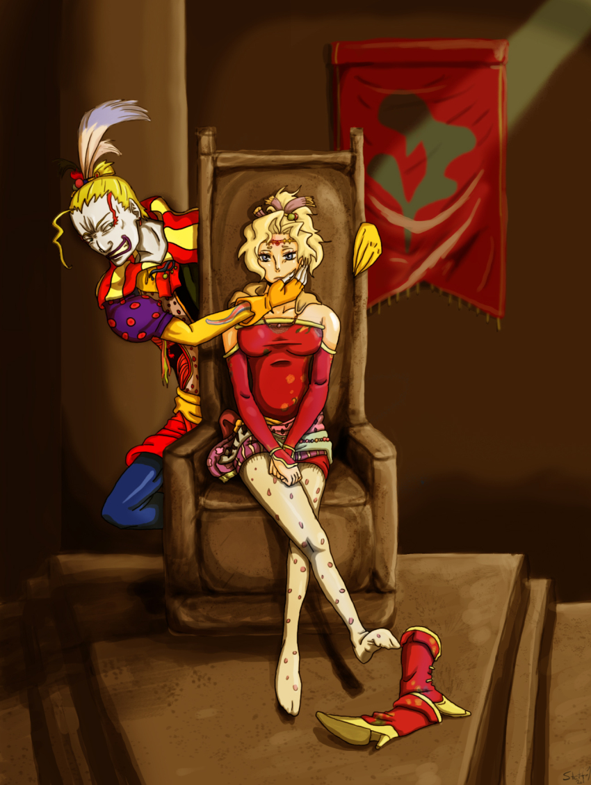 blonde_hair breasts expressionless feet femsub final_fantasy final_fantasy_vi hypnotic_accessory kefka_palazzo large_breasts long_hair maledom pantyhose terra_branford