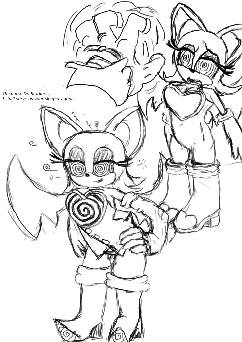 alternate_costume bat_girl bat_wings boots dazed femsub furry gloves happy_trance hypnotic_accessory idw_comics maledom open_mouth ring_eyes rouge_the_bat sketch sonic_the_hedgehog_(series) spiral spiral_eyes spiralwash_eyes starline tech_control