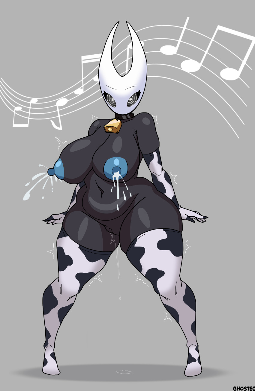 bare_shoulders bell_collar black_skin bottomless breasts bug_girl collar collarbone cow_girl cow_print crossed_eyes female_only femsub furry ghostec gloves glowing_eyes grey_background hollow_knight_(series) hornet_(hollow_knight) hucow huge_ass huge_nipples hypnotic_audio lactation large_breasts large_nipples music navel nipples nude orgasm pussy pussy_juice signature simple_background solo spiral_eyes spiralwash_eyes squirting standing thick_thighs thighhighs topless trembling wide_hips