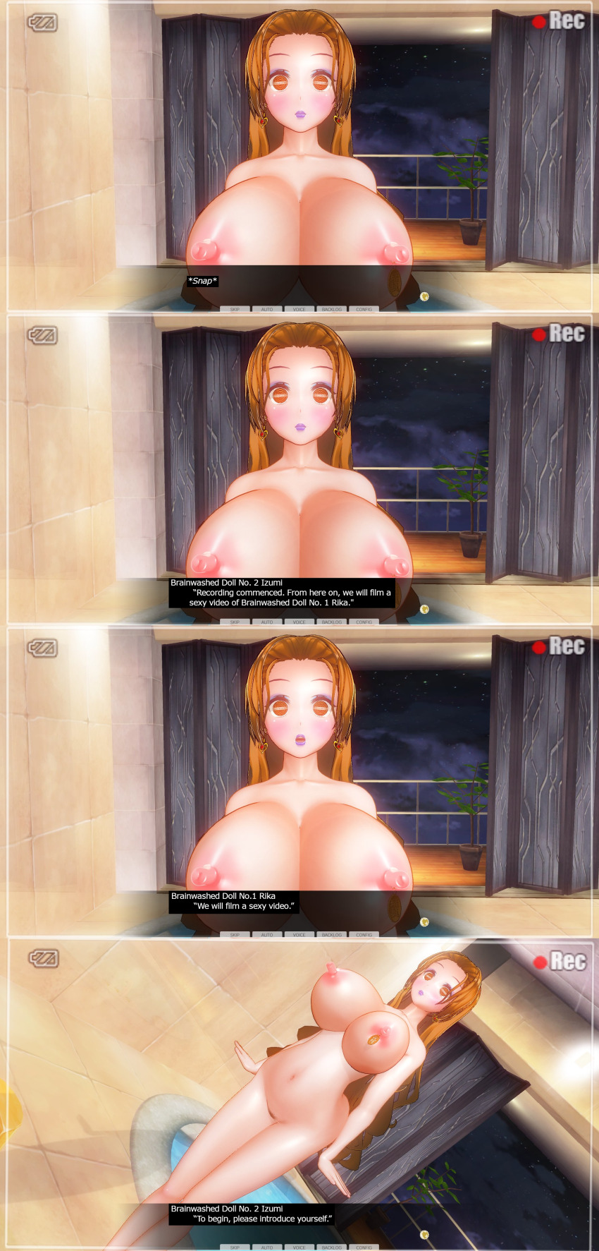 3d absurdres bottomless comic custom_maid_3d_2 empty_eyes expressionless female_only femsub hard_translated kamen_writer_mc long_hair nude rika_(made_to_order) text topless translated
