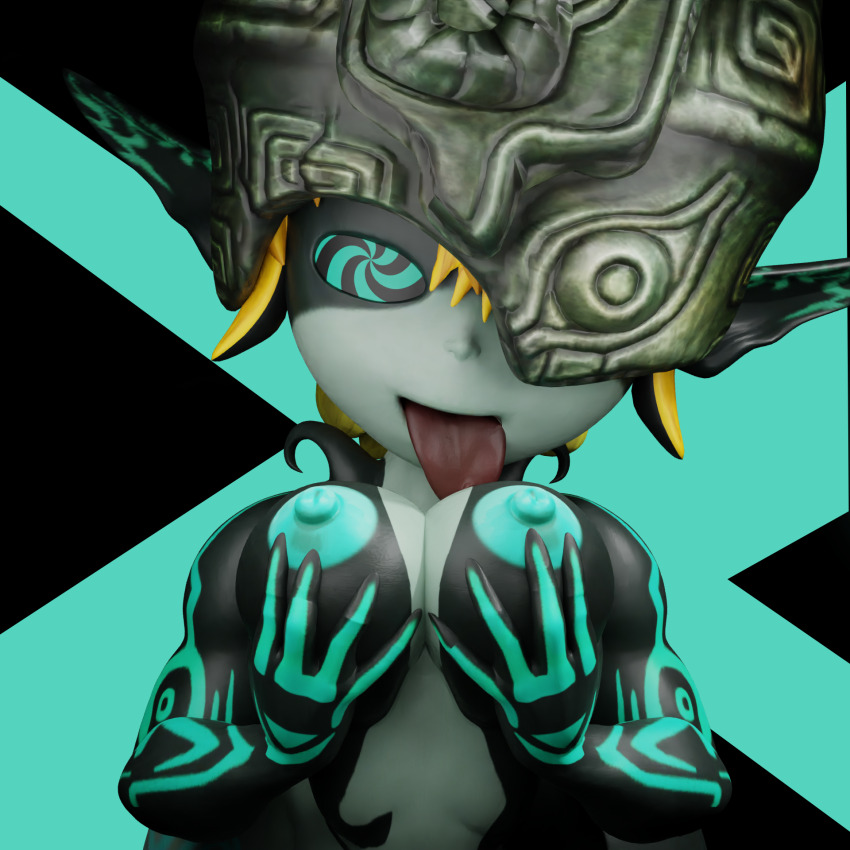 breast_grab breasts femsub fossil3d holding_breasts imp licking midna nintendo nipples spiral_eyes symbol_in_eyes tagme the_legend_of_zelda tongue_out twilight_princess