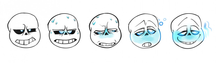 before_and_after blush glowing glowing_eyes happy_trance male_only malesub monster_boy sans_(undertale) skeleton smile sweat undertale whimvern