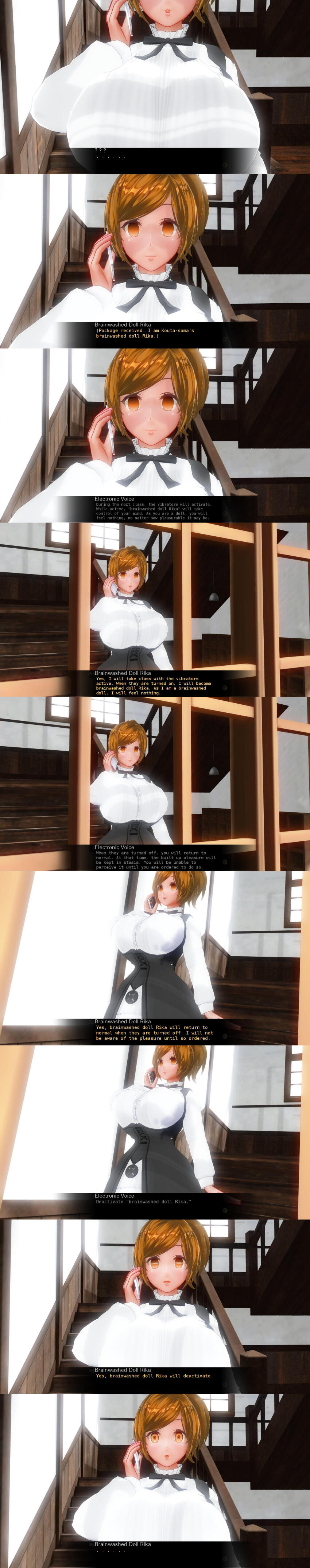 3d absurdres breasts comic custom_maid_3d_2 empty_eyes femsub hard_translated kamen_writer_mc large_breasts rika_(made_to_order) tech_control text translated trigger