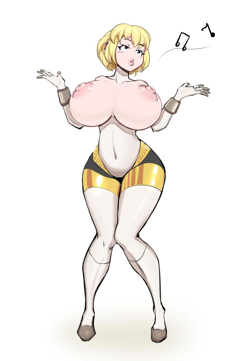 aegis_(persona) bimbofication blonde_hair breasts female_only femsub huge_breasts large_breasts lisden persona_(series) persona_3 robot robot_girl short_hair thighhighs