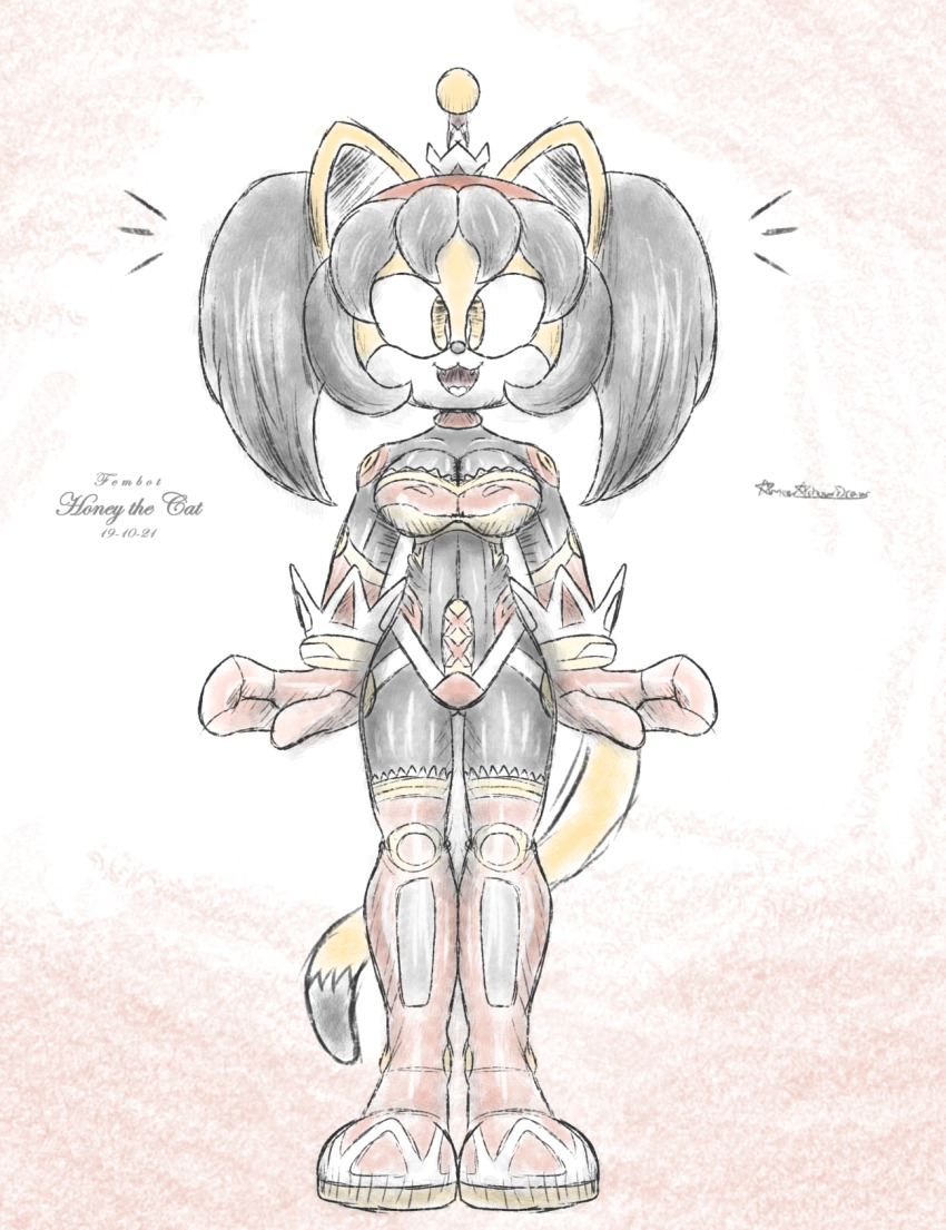 ameerashourdraws black_hair boots cat_girl drone empty_eyes female_only fembot femsub furry happy_trance honey_the_cat hypnotic_accessory knee-high_boots latex sonic_the_hedgehog_(series) tech_control text