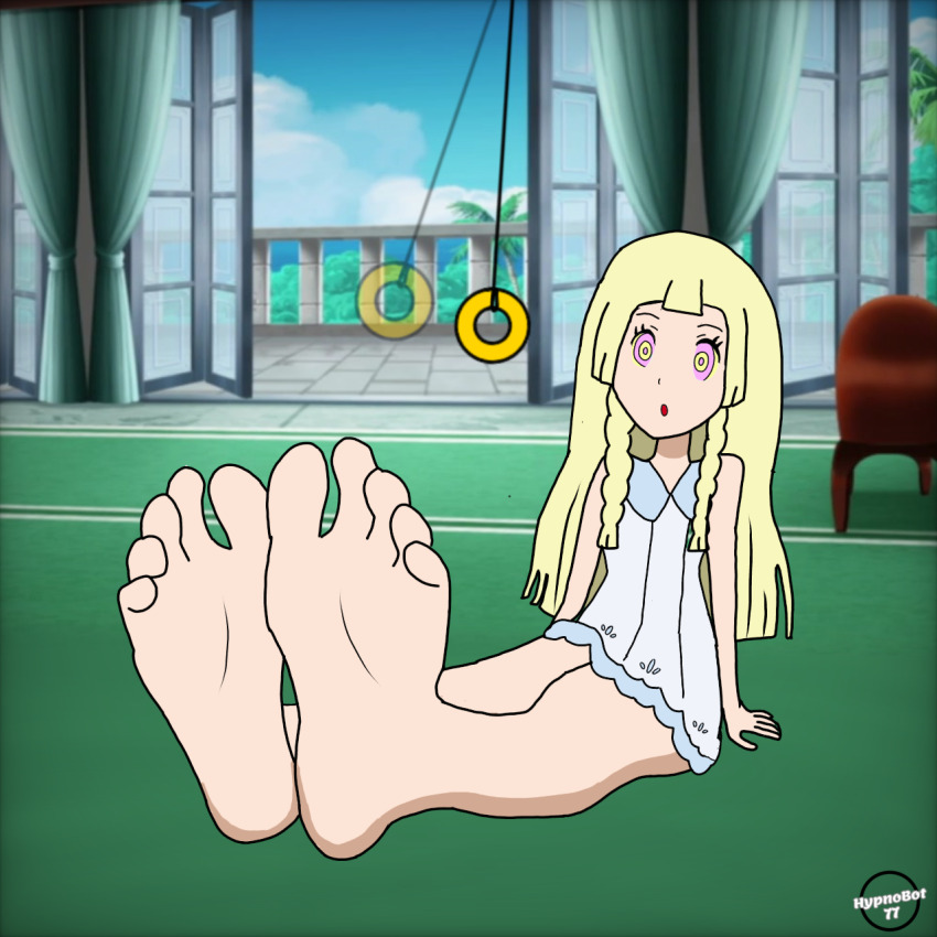 barefoot feet femsub foot_focus hypnotic37 kaa_eyes lillie_(pokemon) nintendo pendulum pokemon pokemon_sun_and_moon ring_eyes sitting tagme