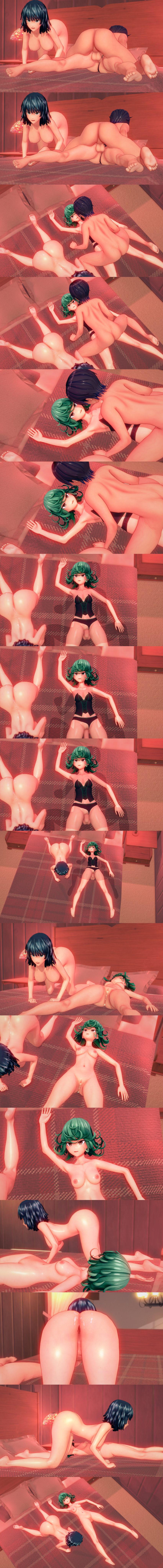 absurdres balls black_hair breasts censored cum cum_in_pussy dollhouse empty_eyes expressionless femsub fubuki_(one_punch_man) green_eyes green_hair lingerie maledom multiple_girls multiple_subs nipples nude one_punch_man orgasm penis sequence sex sisters tatsumaki_(one_punch_man) vaginal