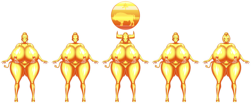 absurdres aurification bluebullpen breasts chichi dragon_ball dragon_ball_super dragon_ball_z empty_eyes femsub gold hyper_breasts lactation large_breasts milf milk mother_and_daughter petrification statue