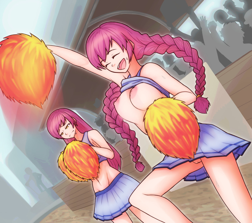 braid breasts cheerleader exhibitionism femsub hypnovember linde_(trails) long_hair open_clothes pink_hair pussy the_legend_of_heroes the_legend_of_heroes_trails_of_cold_steel thekinkyfinn upskirt vivi_(trails)