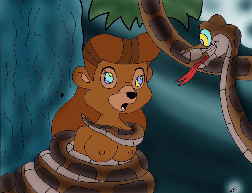 animals_only bear_girl breasts brown_hair coils disney femsub furry hypnotic_eyes kaa kaa_eyes lol20 long_hair milf nipples open_mouth rebecca_cunningham snake spiral_eyes symbol_in_eyes talespin the_jungle_book topless