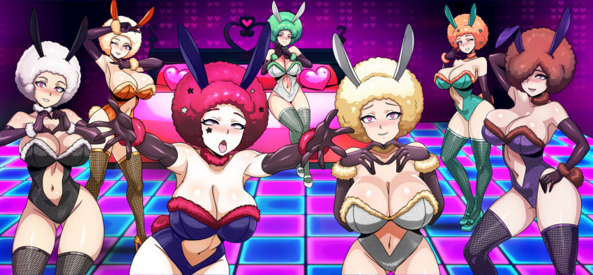 afro ahegao blonde_hair blush breasts brown_hair bunny_ears bunny_girl bunnysuit cleavage crossover darkness_(konosuba) fate/apocrypha fate/grand_order fate_(series) female_only femsub fire_emblem fire_emblem_engage gloves green_hair hair_covering_one_eye hair_ornament happy_trance harem heart heart_eyes jeanne_alter jeanne_d'arc_(fate) kid_icarus kono_subarashii_sekai_ni_shukufuku_wo! large_breasts leotard multiple_girls multiple_subs nintendo opera_gloves orange_hair palutena pokemon pokemon_sword_and_shield red_hair shinzu smile sonia_(pokemon) symbol_in_eyes tongue tongue_out white_hair wink wiz_(konosuba) yunaka_(fire_emblem)
