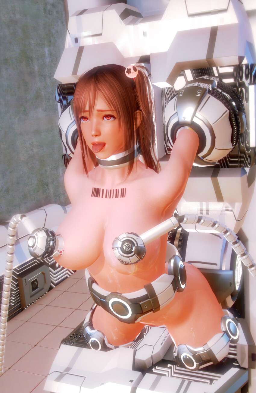 3d ahegao arms_behind_back barcode blaze bottomless breast_sucking breasts cables collar dead_or_alive eye_roll female_only femsub hair_ornament honey_select_2 honoka_(doa) lactation large_breasts milk milking milking_machine mind_break nude open_mouth pink_hair pussy_juice red_eyes restrained sex sex_machine side_ponytail solo sweat tears tech_control tongue tongue_out topless vaginal wet