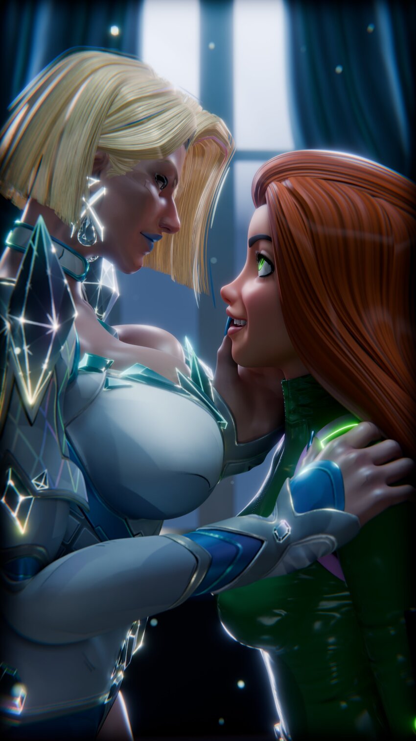 blonde_hair blue_eyes blue_lipstick clothed emma_frost female_only femdom femsub green_eyes happy_trance lipstick long_hair marvel_comics marvel_rivals multiple_girls psychic red_hair sam serpentorder short_hair totally_spies x-men