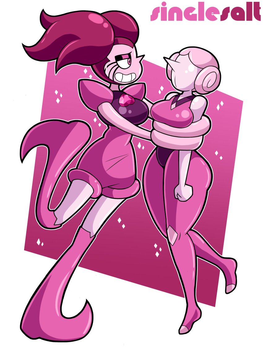 faceless femdom femsub pink_eyes pink_hair pink_pearl/volleyball pink_skin singlesalt spinel_(steven_universe) steven_universe