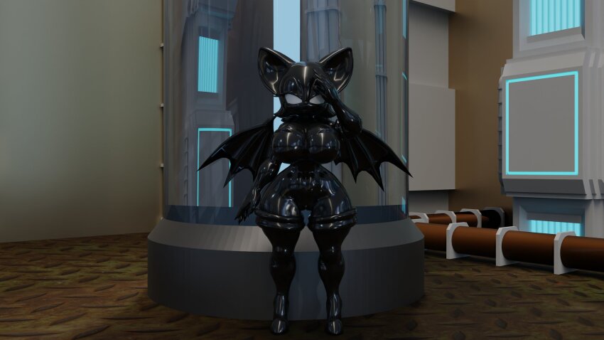 3d bat_girl bat_wings bodysuit breasts empty_eyes expressionless female_only femsub furry large_breasts latex palisal rouge_the_bat sonic_the_hedgehog_(series) symbol_in_eyes tech_control