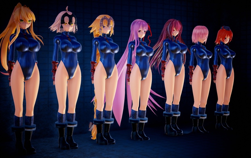 3d ahoge artoria_pendragon bb_(fate/extra_ccc) blonde_hair blue_eyes boots braid capcom empty_eyes expressionless fate/grand_order fate_(series) female_only femsub fingerless_gloves gloves green_eyes gudako hair_ornament hat jeanne_alter jeanne_d'arc_(fate) large_breasts leotard long_hair mashu_kyrielight mmd multiple_girls multiple_subs orange_hair pink_eyes pink_hair ponytail purple_hair red_eyes red_hair ribbon ryona.rar scathach_(fate/grand_order) shadaloo_dolls short_hair socks standing standing_at_attention street_fighter tie very_long_hair yellow_eyes