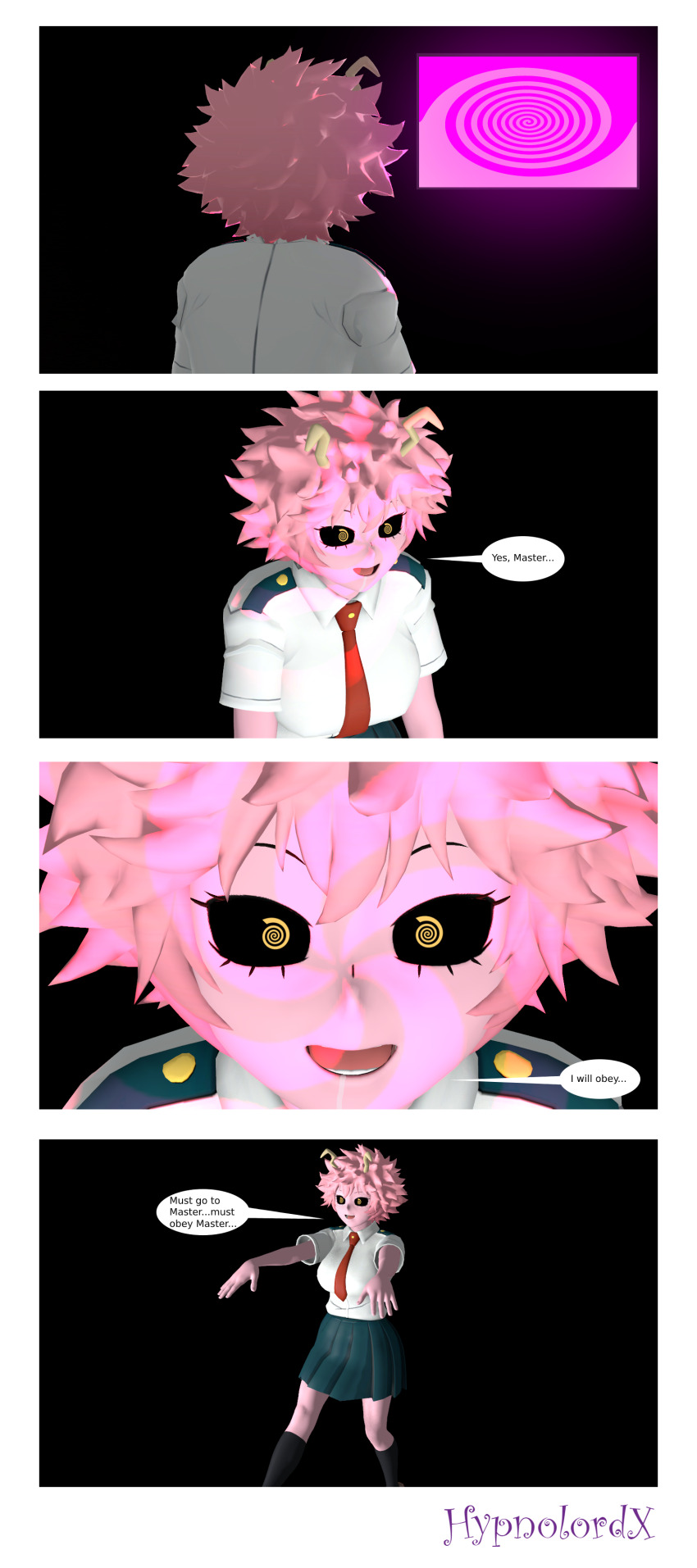 3d absurdres black_sclera breasts dialogue drool female_only femsub happy_trance hypnolordx hypnotic_screen large_breasts mina_ashido my_hero_academia open_mouth pink_hair pink_skin short_hair smile source_filmmaker spiral spiral_eyes standing symbol_in_eyes tech_control text zombie_walk