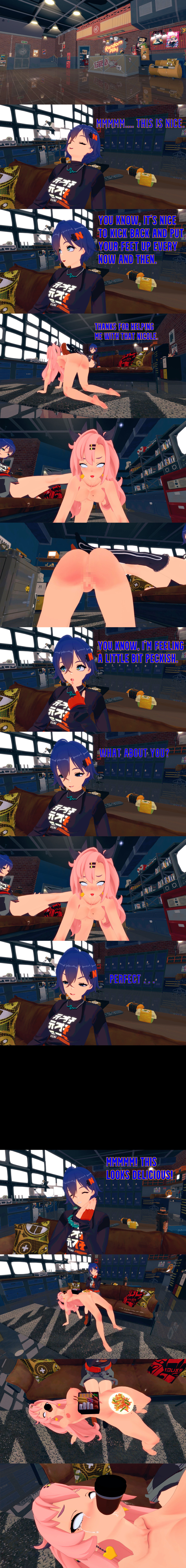 absurdres belle_(zenless_zone_zero) blue_eyes blue_hair breasts censored clothed dialogue drool english_text female_only femdom femsub food human_furniture mad_jacks mole multiple_girls nicole_demara nipples nude pink_hair pussy short_hair tears text white_eyes whitewash_eyes zenless_zone_zero