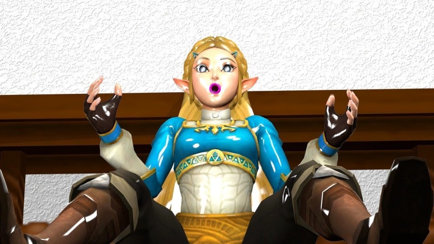 3d blonde_hair blow-up_doll breath_of_the_wild dollification elf_ears empty_eyes femsub leggings nintendo princess princess_zelda the_legend_of_zelda transformation