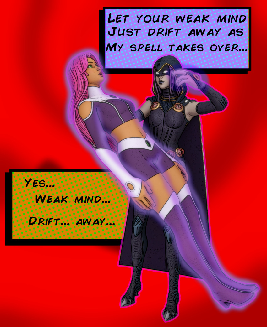 3d brain_drain catalepsy comic dc_comics femdom femsub goth magic raven saltygauntlet shorts starfire teen_titans text