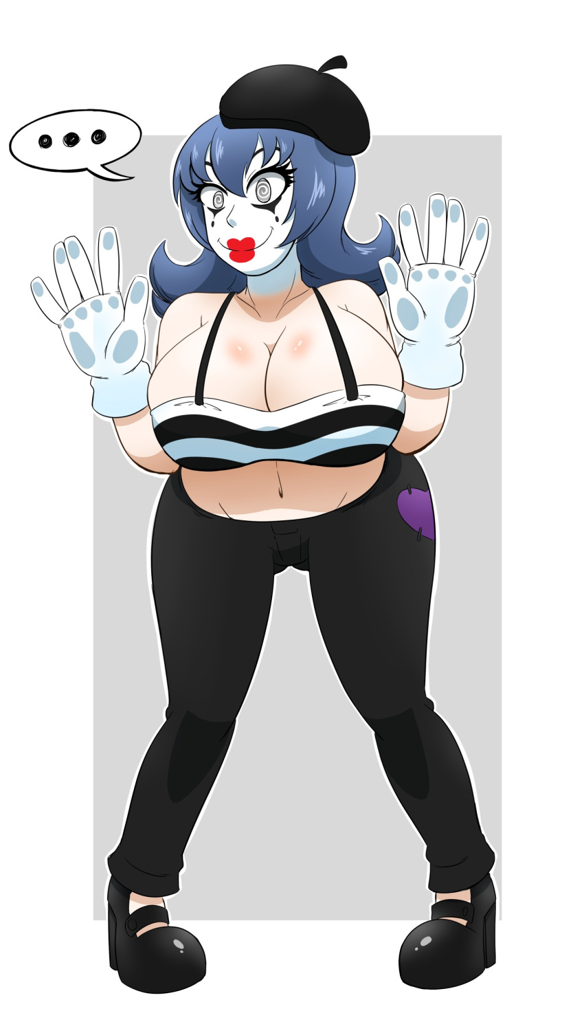 absurdres breasts clown female_only femsub gloves happy_trance hat high_heels huge_breasts kobi94 lipstick makeup midriff mime nintendo pokemon pokemon_heartgold_and_soulsilver sabrina smile solo spiral_eyes symbol_in_eyes tank_top