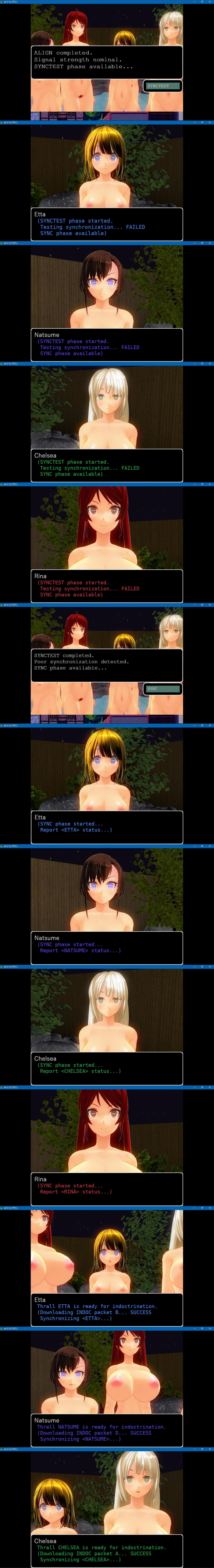 3d absurdres bath blonde_hair bottomless breasts brown_hair chelsea_(mc_trap_town) comic custom_maid_3d_2 etta_(mc_trap_town) hard_translated hot_spring kamen_writer_mc large_breasts long_hair natsume_(mc_trap_town) nude red_hair rina_(mc_trap_town) small_breasts standing_at_attention symbol_in_eyes tech_control text topless translated white_hair