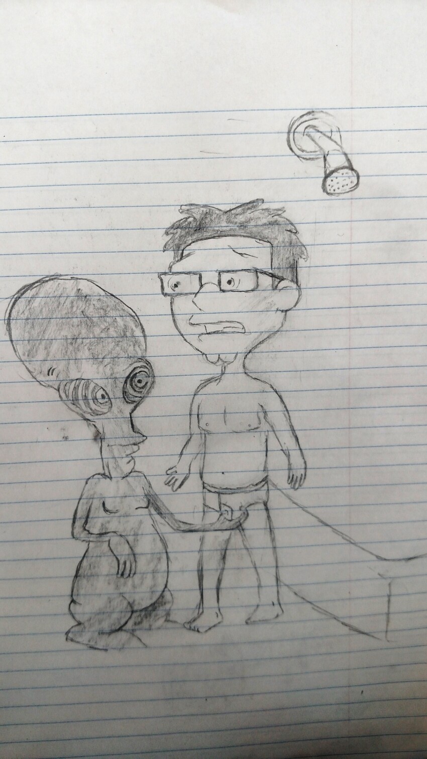 absurdres alien american_dad bottomless cartoonhypnolover2 evil_smile glasses greyscale groping hypnotic_eyes kaa_eyes male_only maledom malesub nude roger_smith short_hair shota smile steve_smith topless traditional underwear unhappy_trance yaoi