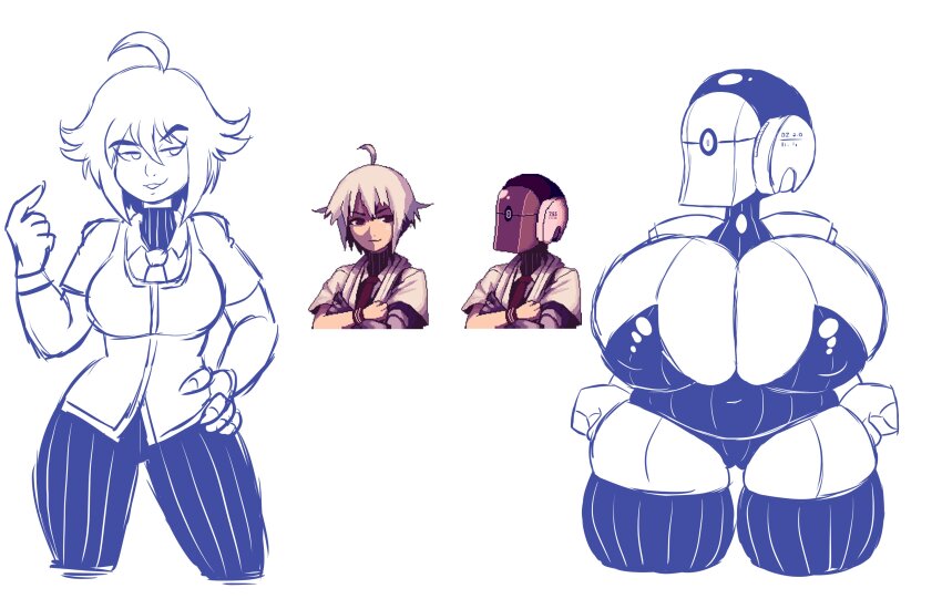 absurdres breast_expansion breasts dana_zane female_only femsub huge_breasts monochrome prinnydood short_hair solo tagme transformation va-11_hall-a