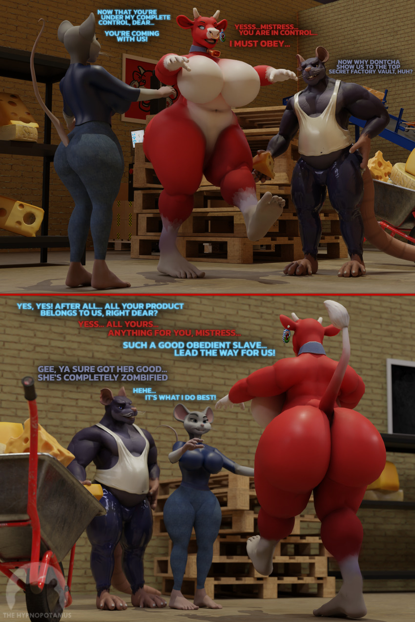 3d barefoot cow_girl cowbell furry large_ass large_breasts large_hips mesmer_mouse_(hypnopotamus) mouse_girl original rat_boy spiral_eyes spiralwash_eyes tagme the_laughing_cow thehypnopotamus zombie_walk