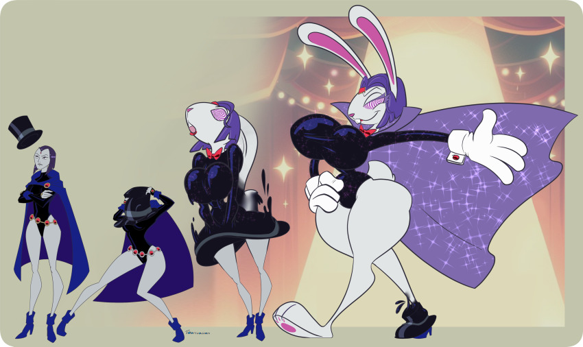 ass ass_expansion breast_expansion breasts bunny_ears bunny_girl dc_comics furry happy_trance huge_ass huge_breasts magician purple_hair raven sequence spiral_eyes symbol_in_eyes teen_titans toonification toonvasion transformation
