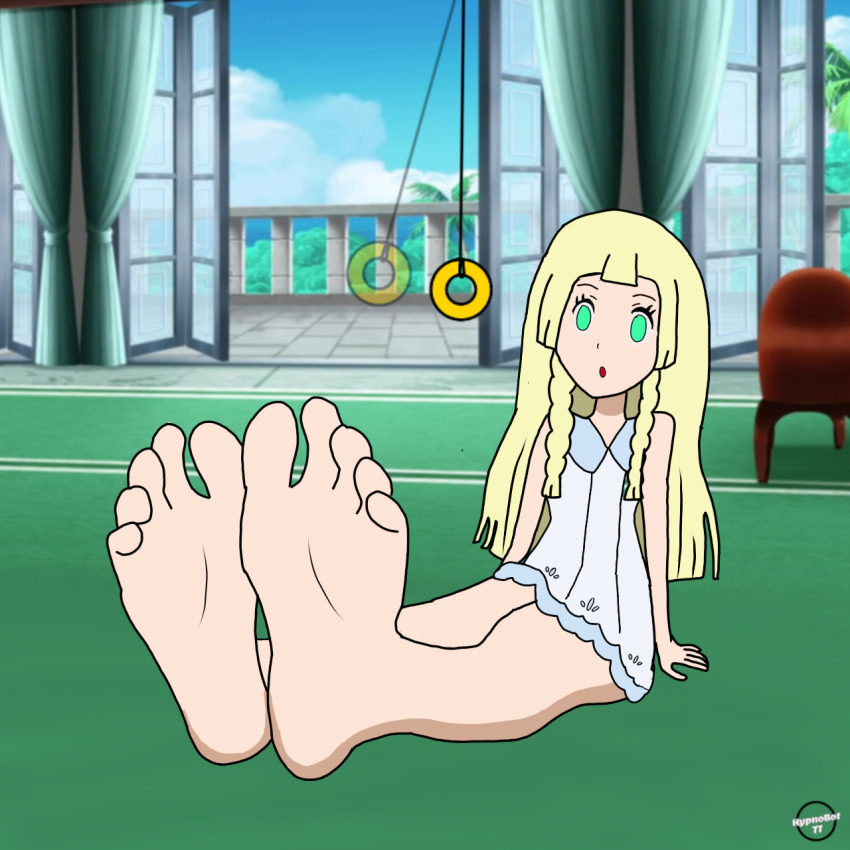 barefoot blonde_hair empty_eyes feet femsub foot_focus hypnotic37 lillie_(pokemon) nintendo pendulum pokemon pokemon_sun_and_moon sitting tagme