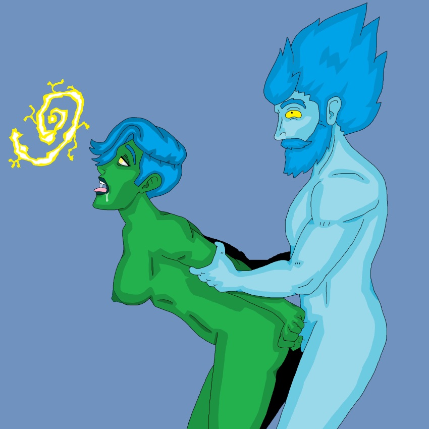 absurdres blue_hair blue_skin bottomless breasts demeter_(dlh) destripando_la_historia drool femsub green_skin hypnotic_spiral mspainter nude penis sex simple_background tongue_out topless yellow_eyes zeus_(dlh)
