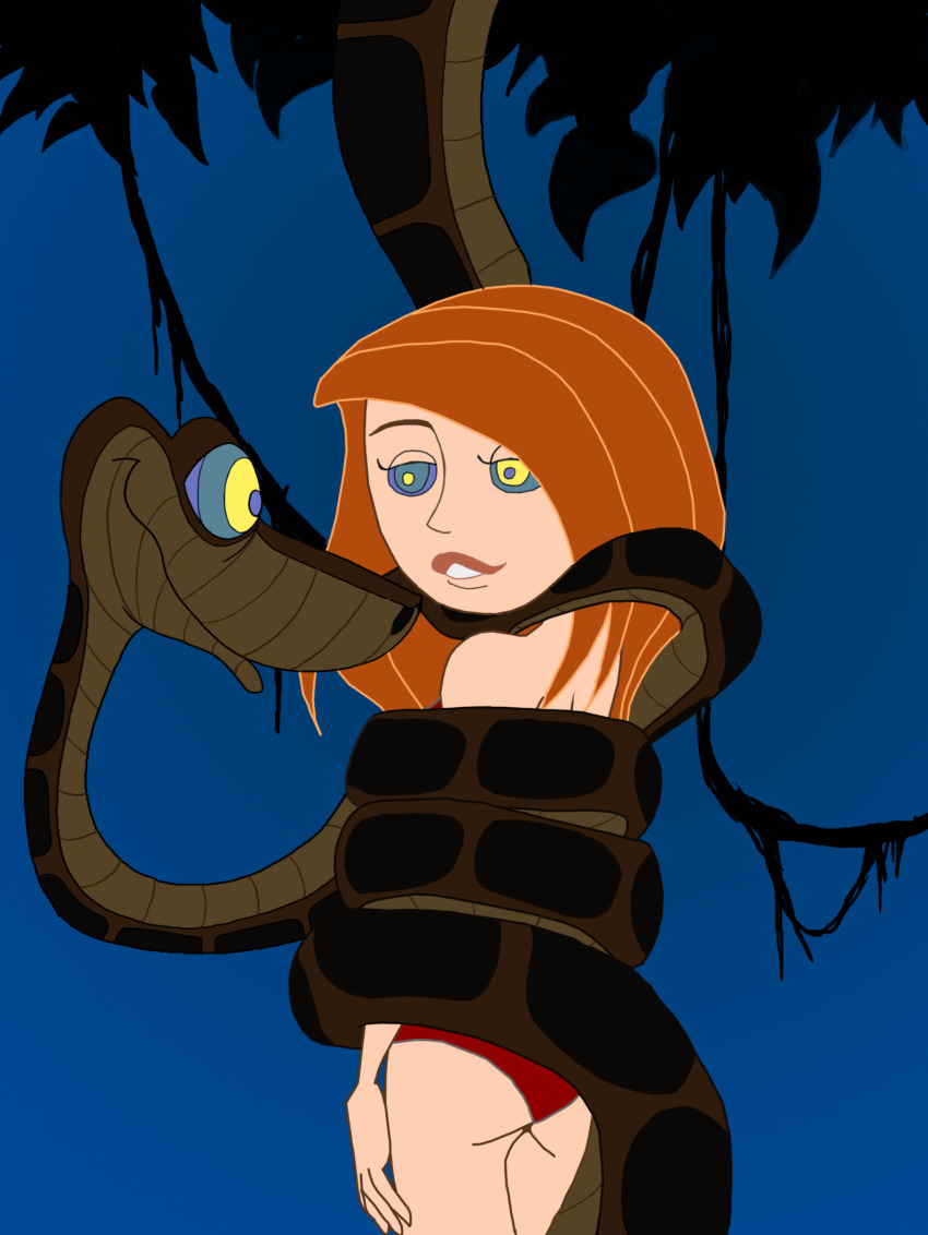 awesome80 coils disney femsub happy_trance hypnotic_eyes kaa kaa_eyes kim_possible kim_possible_(series) long_hair open_mouth red_hair smile snake the_jungle_book