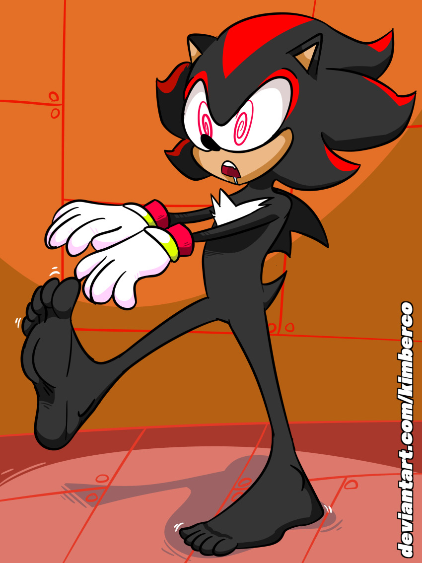 absurdres barefoot black_hair bottomless drool feet foot_focus furry hedgehog_boy kimberco long_hair male_only malesub nude open_mouth shadow_the_hedgehog solo sonic_the_hedgehog_(series) spiral_eyes symbol_in_eyes text topless zombie_walk