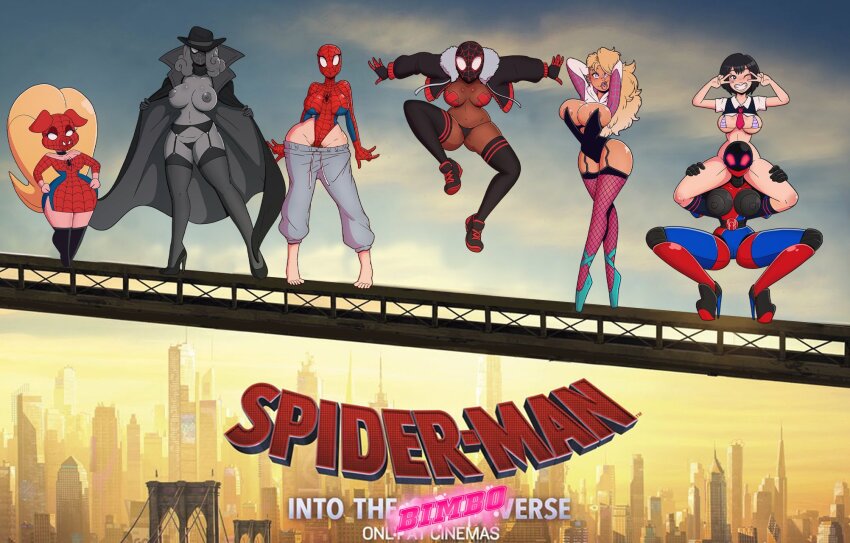 bimbofication character_request femsub genderswap gwen_stacy marvel_comics miles_morales peni_parker spider-gwen spider-ham spider-man_(series) tagme v wrenzephyr2