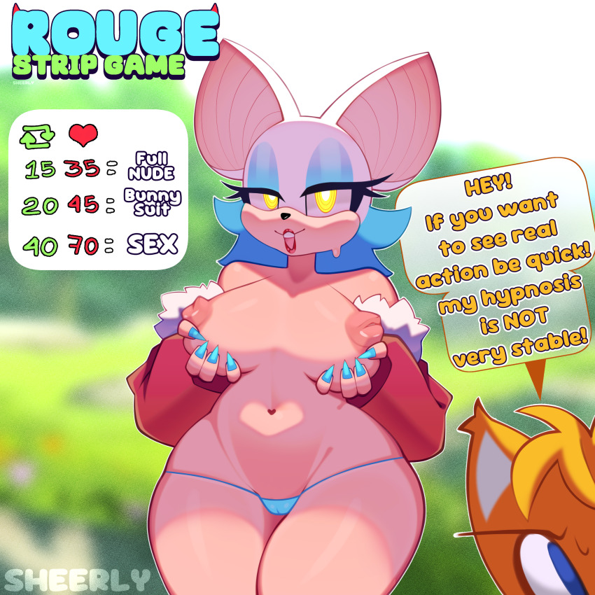 bat_girl breasts cameltoe femsub fox_boy furry happy_trance large_breasts maledom miles_tails_prower panties ring_eyes rouge_the_bat sheerly sonic_the_hedgehog_(series) topless