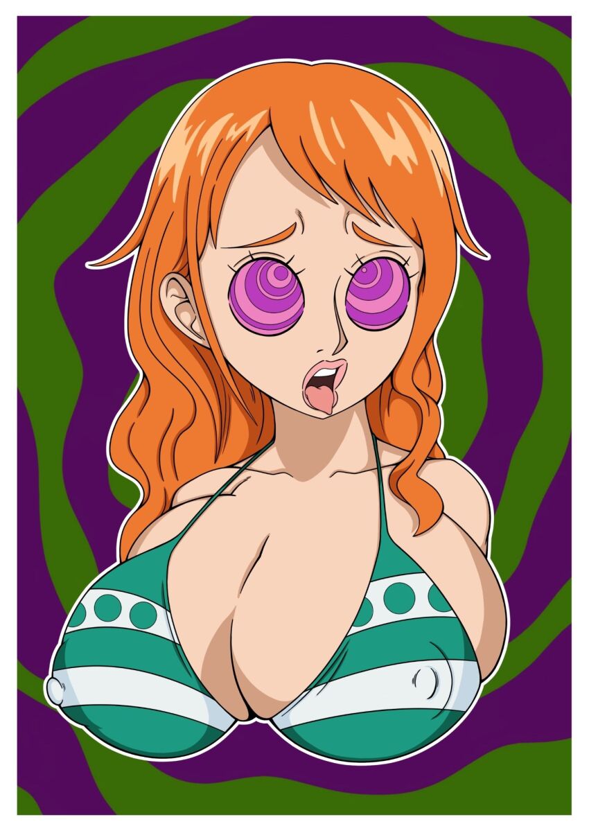 bikini femsub huge_breasts kaa_eyes nami_(one_piece) one_piece tagme tongue_out