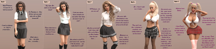 3d ass_expansion before_and_after bimbofication blonde_hair brain_drain breast_expansion brown_hair corruption femsub large_breasts male_pov original school_uniform transformation twintails ultspd