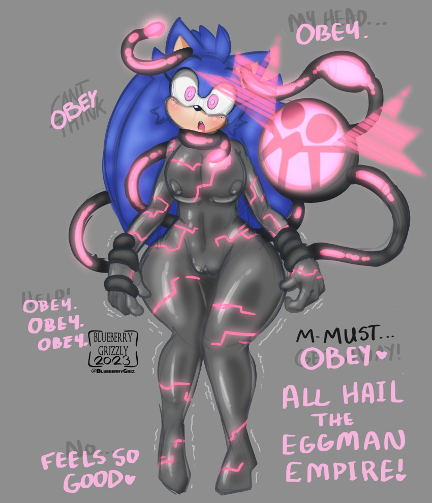 all_the_way_through blue_hair blue_skin blueberrygrizzly bodysuit bottomless brain_injection drool enemy_conversion expressionless femsub furry genderswap glowing heart large_hips navel nipples nude open_mouth pink_eyes pussy resisting robot robotization simple_background sonic_the_hedgehog sonic_the_hedgehog_(series) standing tech_control tentacles text topless transgender_identity very_long_hair